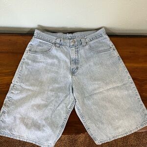 Blue Jean Shorts with Relaxed Fit and Knee-Length Style